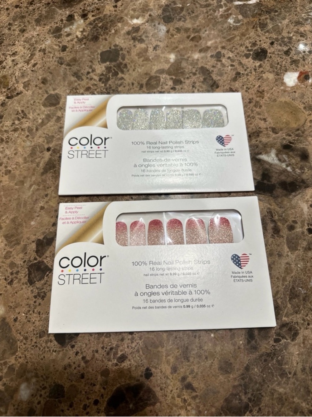 Color Street Coral Bay Pink & Silver Nail Polish Strips